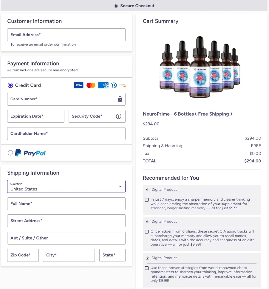 neuroprime-checkout-page